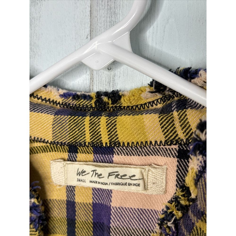 WE THE FREE PEOPLE SUMMER DAYDREAM YELLOW PLAID OVERSIZE BUTTON UP TUNIC SHIRT S - Picture 7 of 16